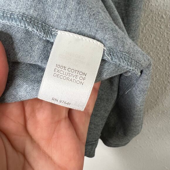 Pure Jill Floral Embroidered V-Neck Tunic Top Gray Pullover Long Sleeve Sz M - Picture 4 of 6